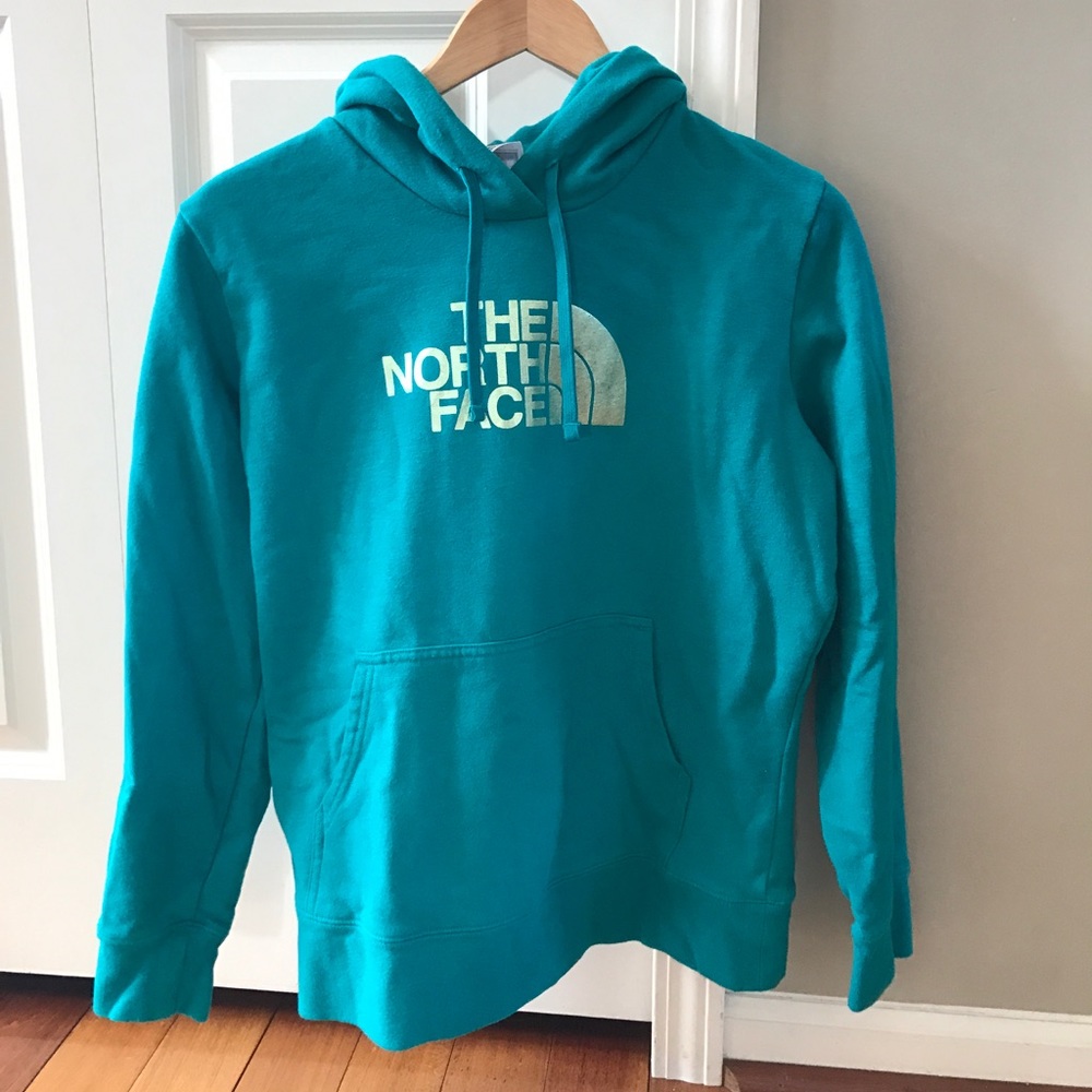 Teal north face hoodie. Size L, fits smaller